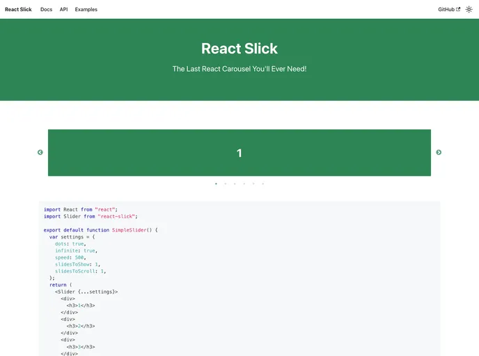 React Slick screenshot