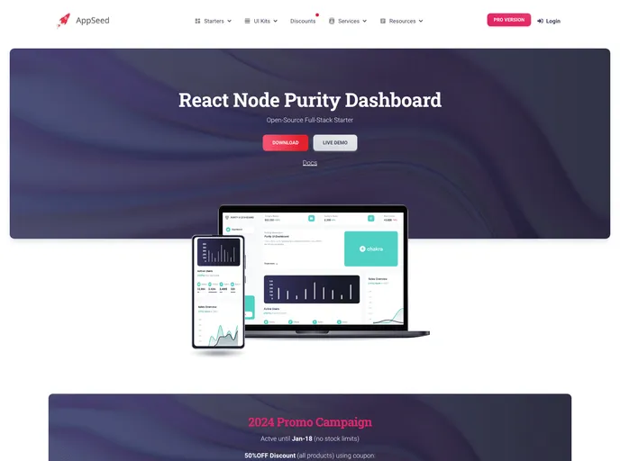 React Purity Dashboard screenshot