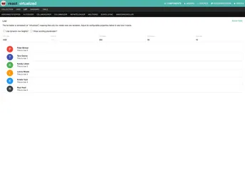 React Virtualized screenshot