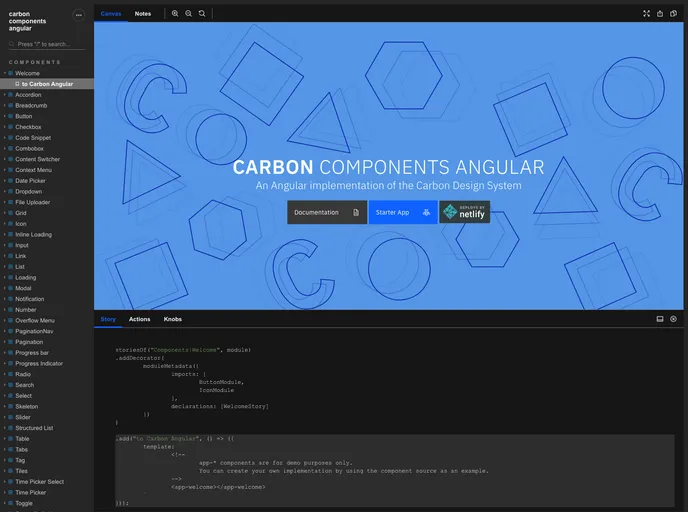 Carbon Components Angular screenshot