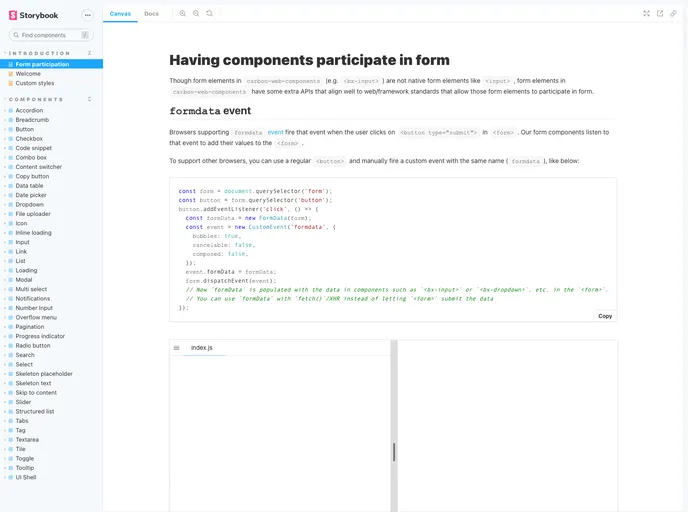 Carbon Web Components screenshot