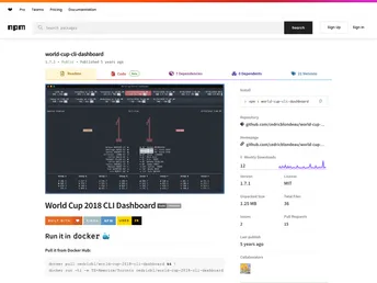 World Cup 2018 Cli Dashboard screenshot