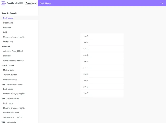 React Sortable Hoc screenshot