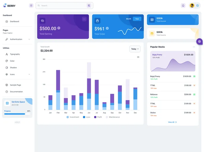 Berry Free React Admin Template screenshot