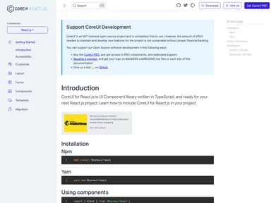 Coreui React screenshot