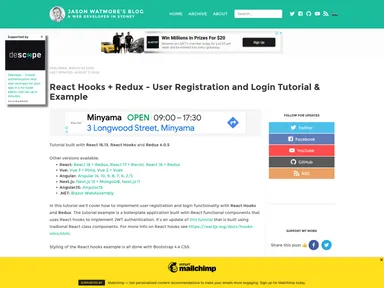 React Hooks Redux Registration Login Example screenshot