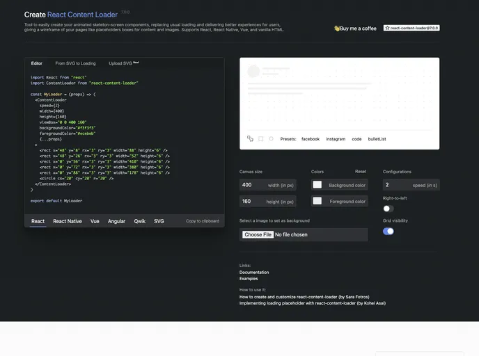 React Content Loader screenshot