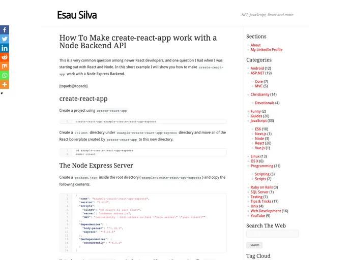 Example Create React App Express screenshot