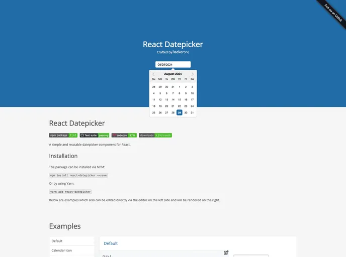 React Datepicker screenshot