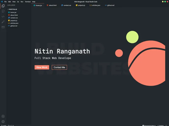 Vscode Portfolio screenshot
