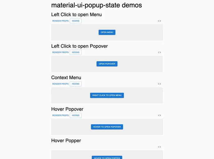 Material Ui Popup State screenshot