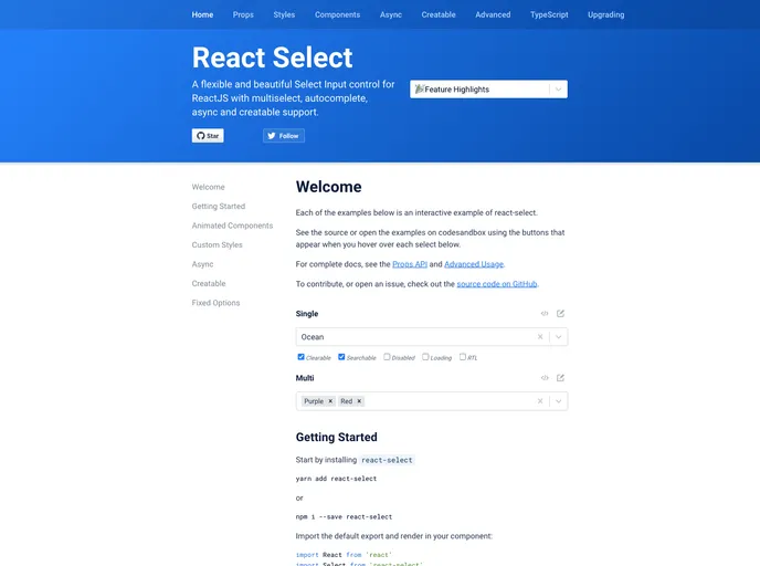 React Select screenshot