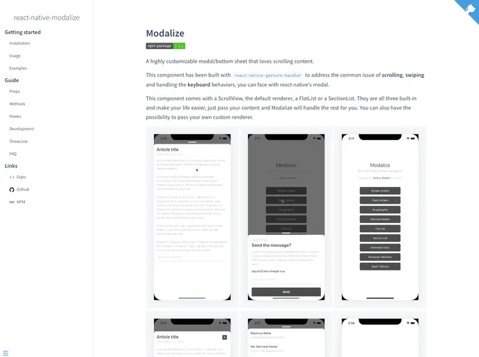 React Native Modalize screenshot