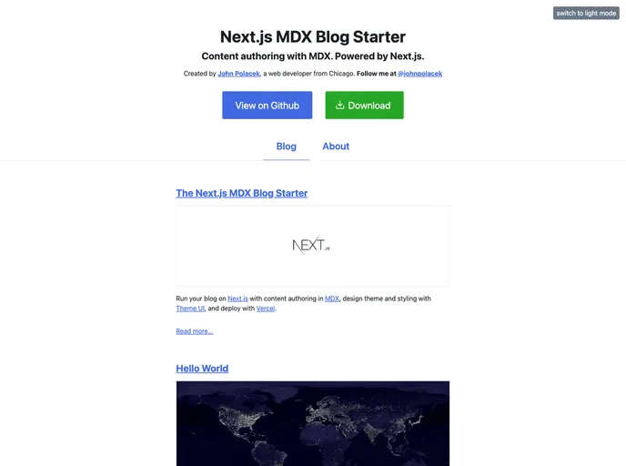 Nextjs Mdx Blog Starter screenshot