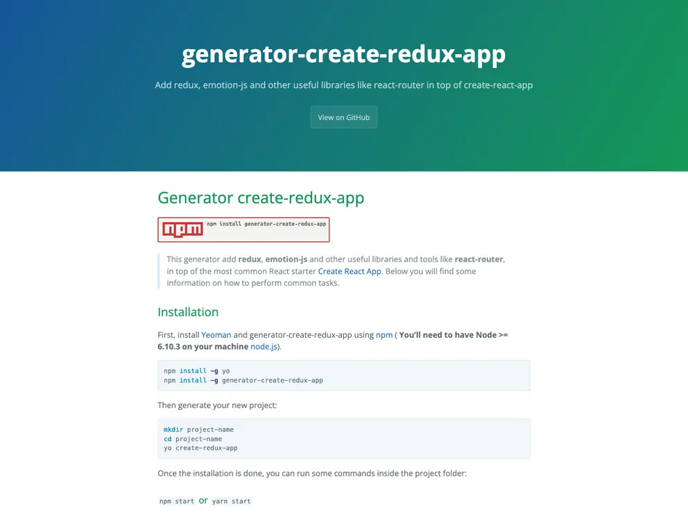 Generator Create Redux App screenshot