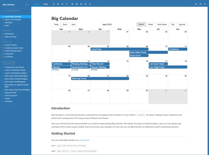 React Big Calendar screenshot