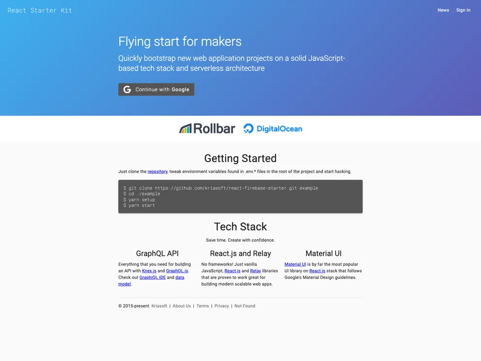 React Firebase Starter screenshot