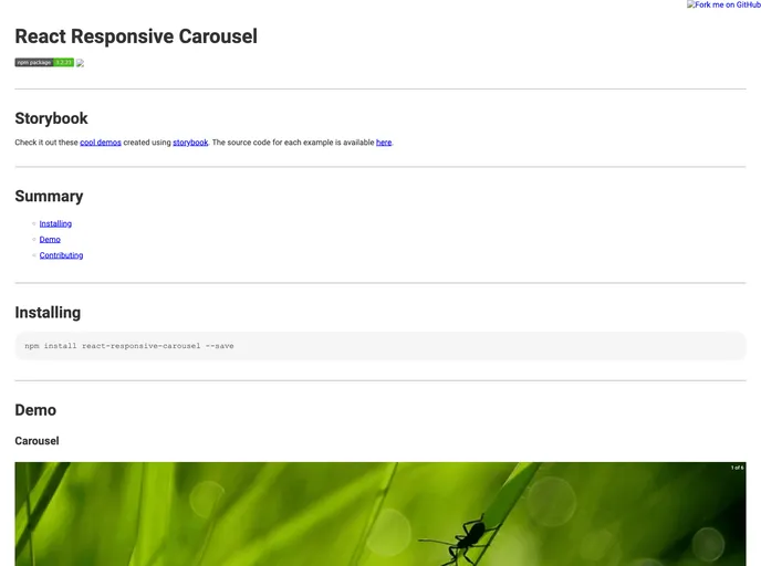 React Responsive Carousel screenshot