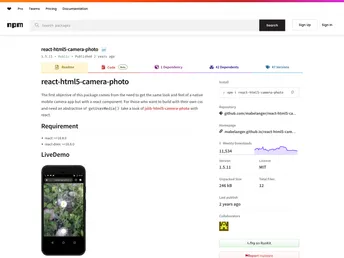 React Html5 Camera Photo screenshot