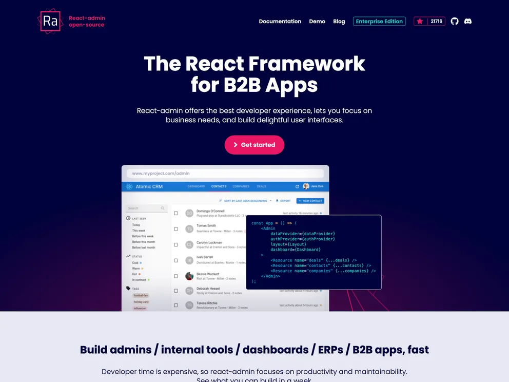 React Admin screenshot