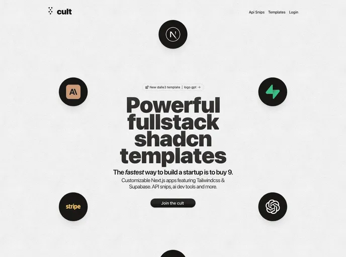 New Cult - Stunning fullstack nextjs templates screenshot