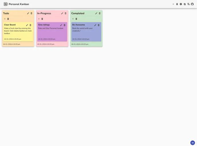 Personal Kanban screenshot