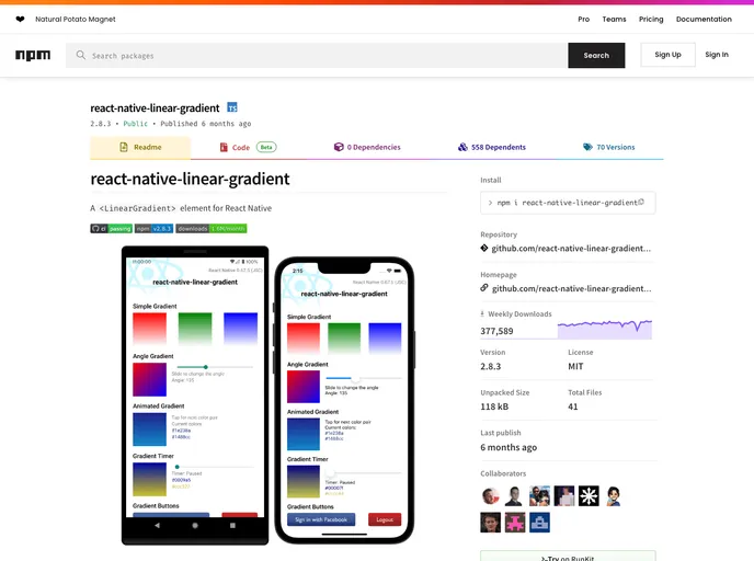 React Native Linear Gradient screenshot