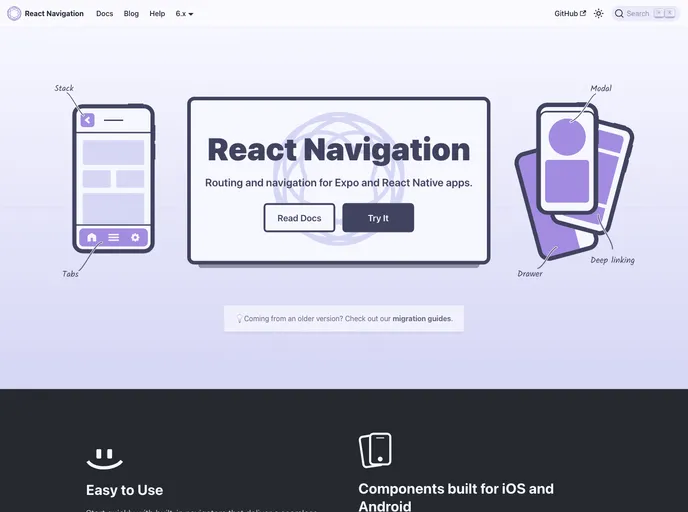 React Navigation screenshot