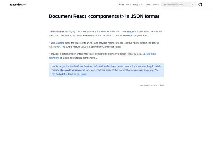 React Docgen screenshot