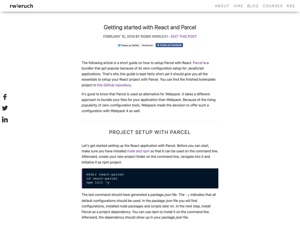 Parcel React screenshot