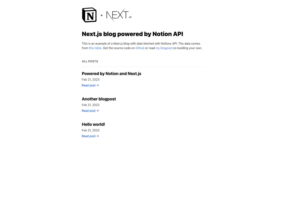 Notion Blog Nextjs screenshot